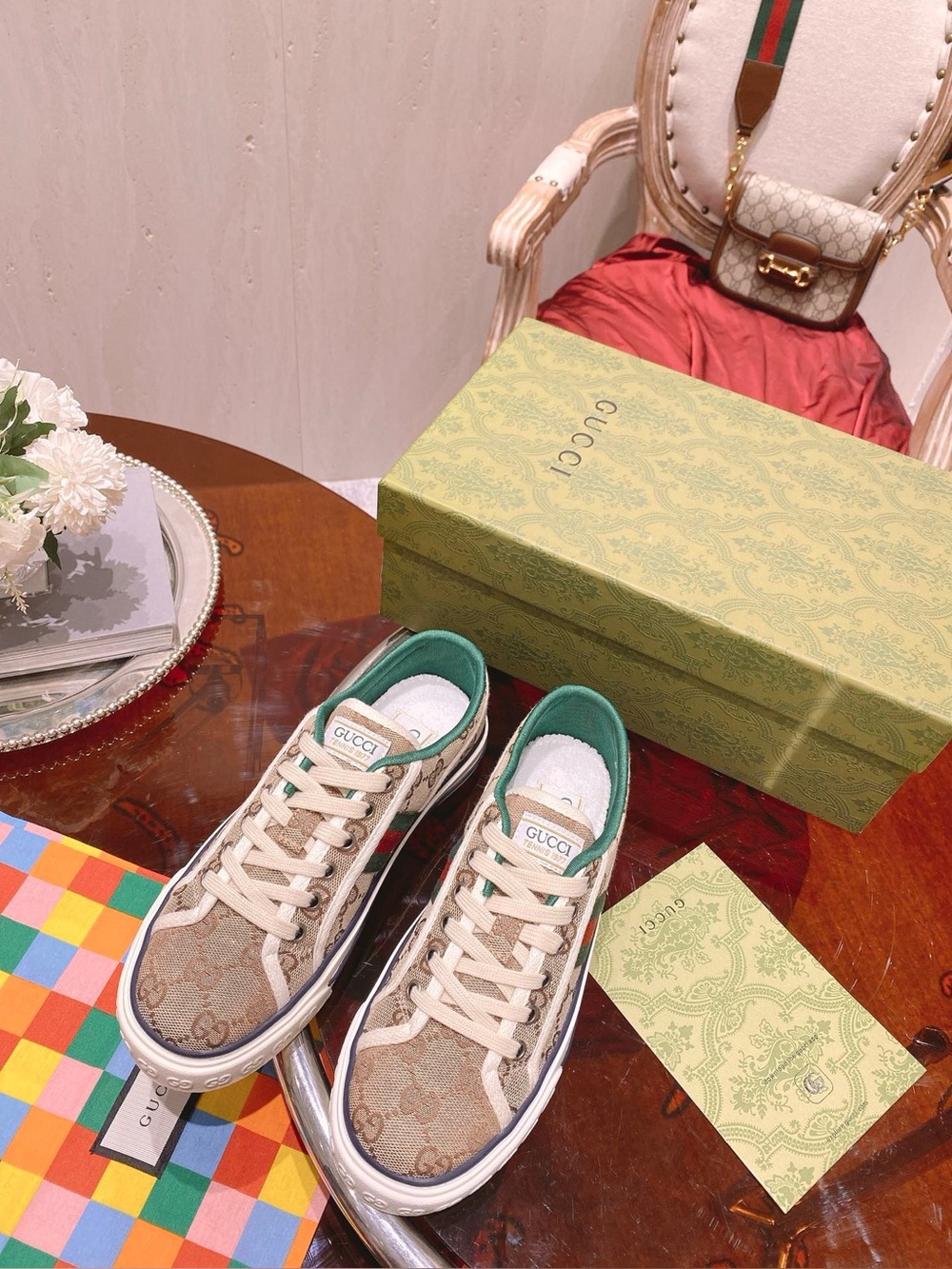 Gucci Tennis 1977 GG Supreme Canvas Sneakers Vintage Web Strap Unisex